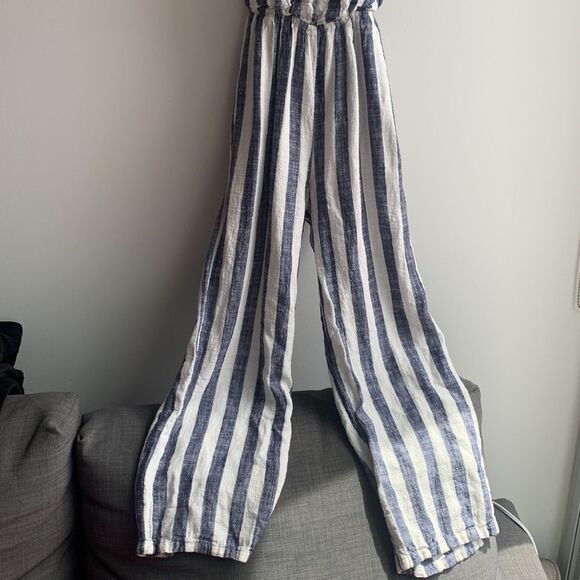 Reset by Jane Tie-Back Jumpsuit Blue/White SzS - Picture 3 of 10